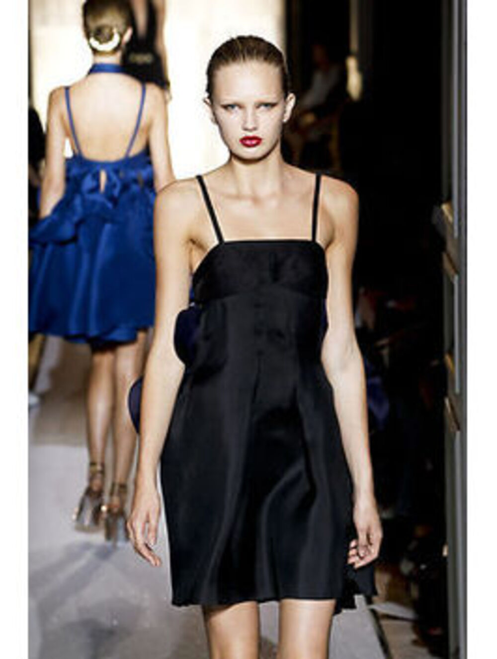 YVES SAINT LAURENT Black Ruffle Back Evening Dress Retail $4,990 New